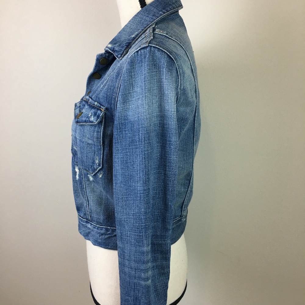 Current Elliott The Snap Jean Jacket Distressed - Picture 4 of 8